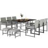 11-Piece Patio Dining Set, Outdoor Furniture With 6 Armchairs, 4 Poufs, Grey