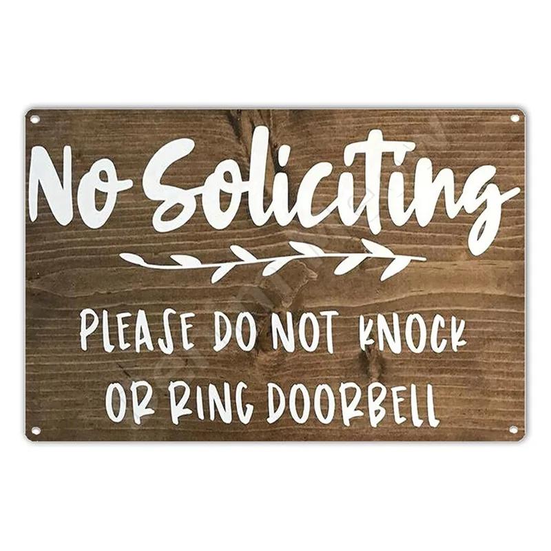 No Soliciting Funny Metal Sign for House Office Shop Decor Please Do Not Knock Or Ring Doorbell Warning Sign Halloween Decor