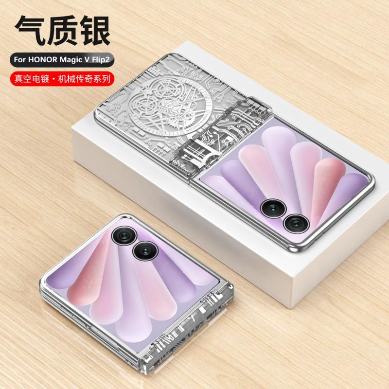 Premium PC Case Honor Magic V Flip 2 Phone Electroplated Mechanical Hinge Design Drop Protection Anti-Fingerprint