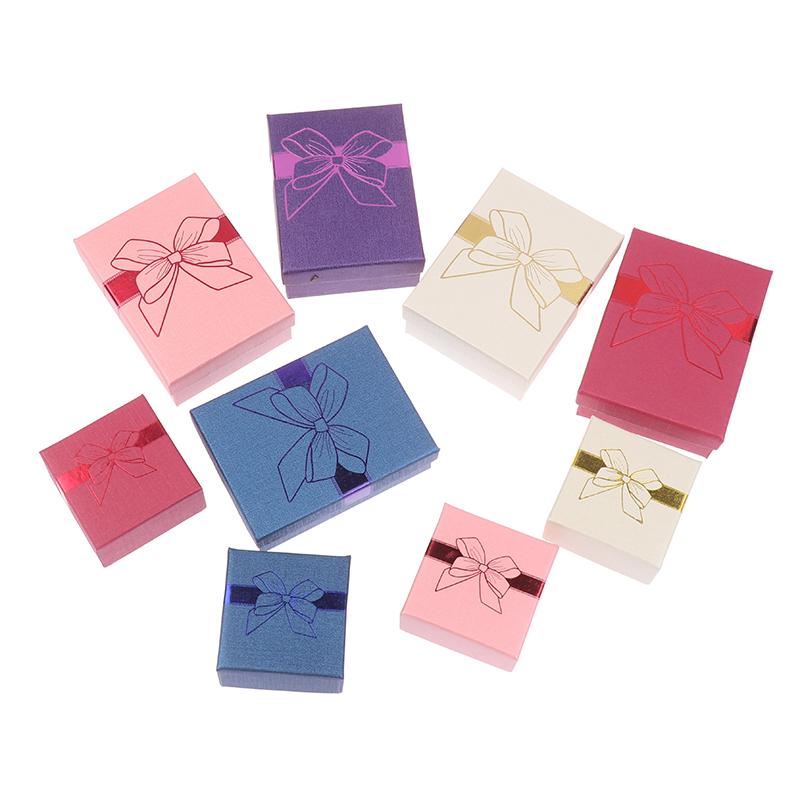5Pcs Bow Jewelry Box Ring Earrings Bracelets Necklace Organizer Paper Jewelry Gift Packaging Box Wedding Proposal Supplies