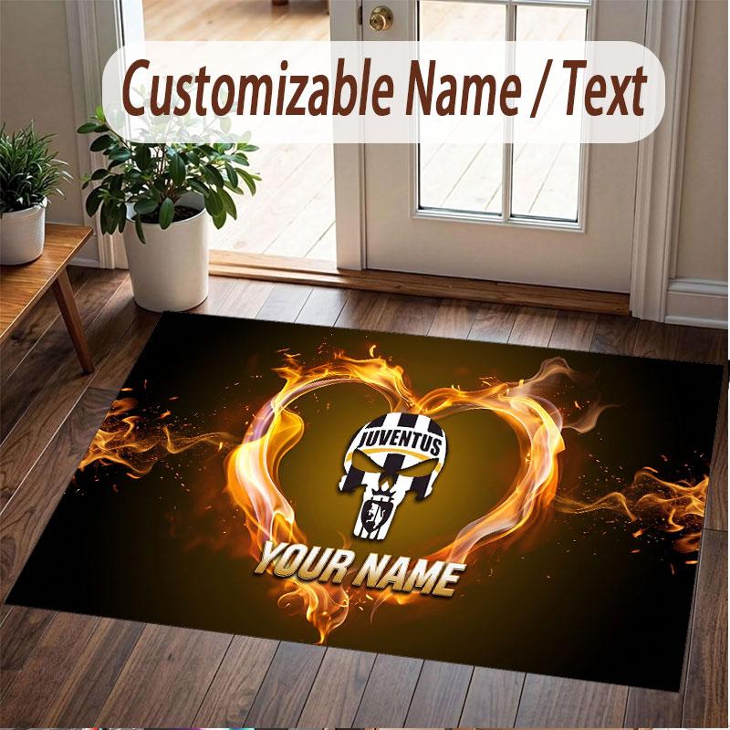 Tappeto Personalizzato Modello Juventus FC Stampa Nome Testo Morbido Antiscivolo Tappeto per Pavimento per Decorazione Interna Casa