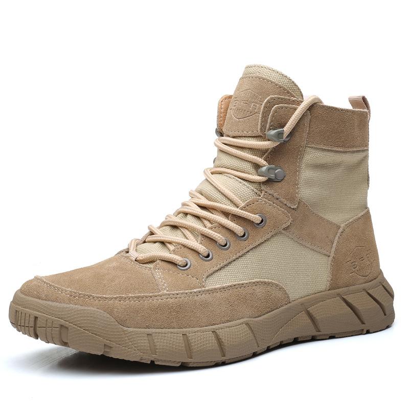 Real Leather Cowhide Men's Boots British Style Versatile High Top Shoes Short Boots Men's Desert Boots Tooling Shoes Outdoor