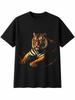 Tattoo Tiger Mens T-Shirt Wildlife Black 100% Cotton Printed Nature