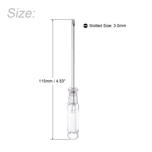 uxcell Mini Flathead Screwdriver, 3.0mm Flat Head, 115mm Long, Durable, for Repairing Small Appliances, Pack of 2