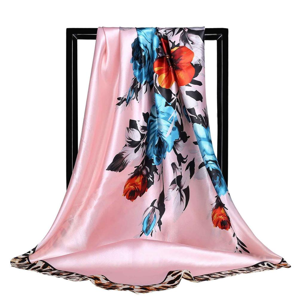 New Women Silk Scarf For Neck Hair Designer Bag Warp Soft Neckerchief Hijab Headscarf Female Foulard Print Paisley Scarf 90*90cm