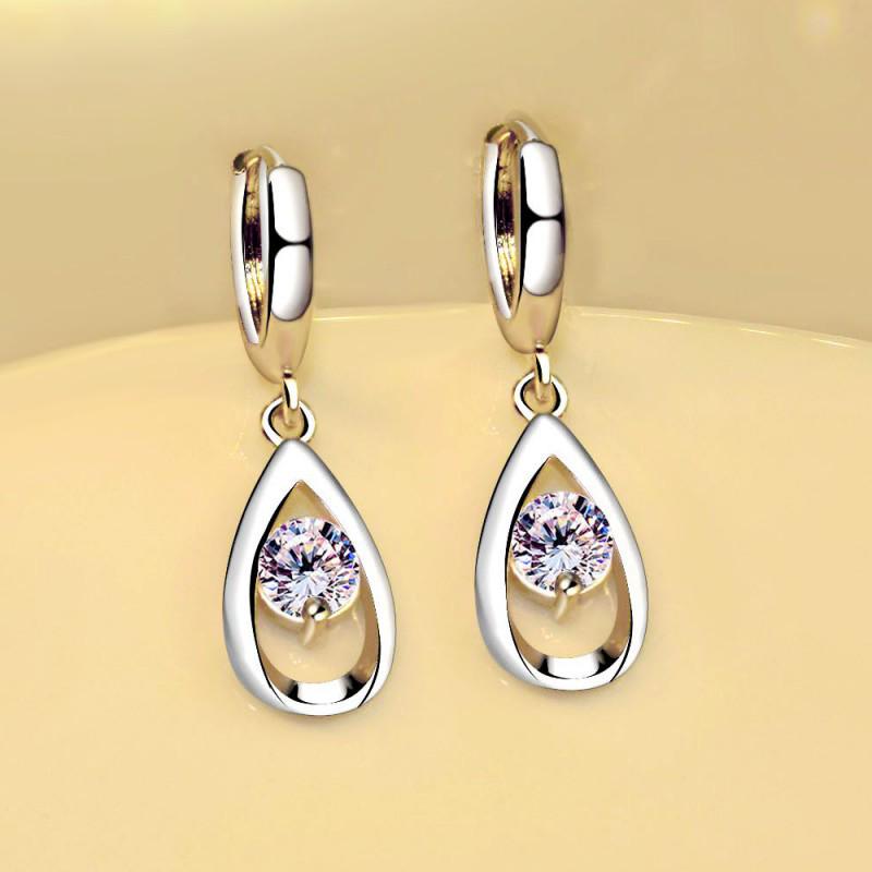 Cercei cu zircon din aliaj de cupru Lindon Cercei cu picătură pentru femei Cadouri de petrecere de nuntă