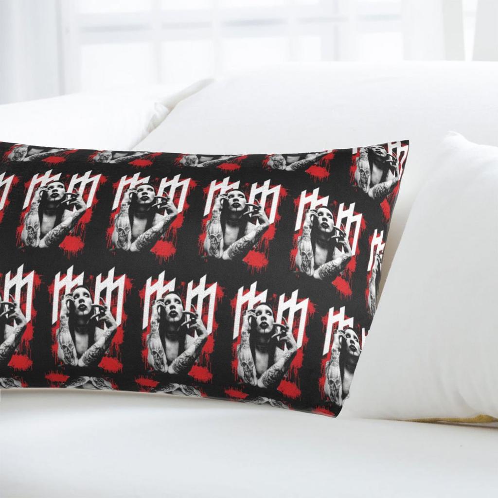 Marilyn Manson Glitch Fan Gift Music Rectangle Pillowcase Cushion Cover Decor Bedroom Bed Home Comfort Throw Pillow