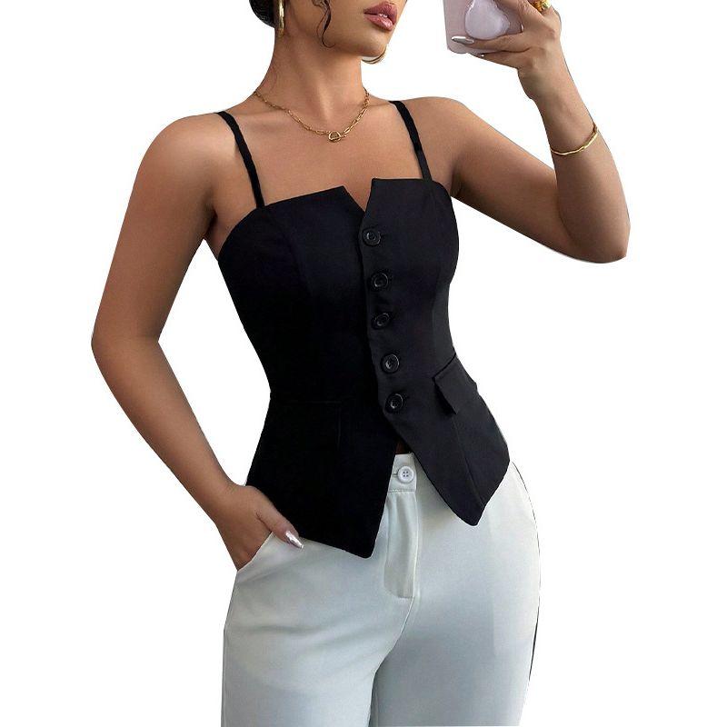 Women Clothes Solid High Sense Fashion Black Tube Top Summer New European and American Temperament Sling Cardigan Vest Top