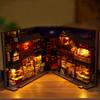 DIY Book Nook Doll House Miniature Wooden Bookshelf Shelf Insert Miniatures Home Model Kit Dollhouse For Friends Christmas Gifts