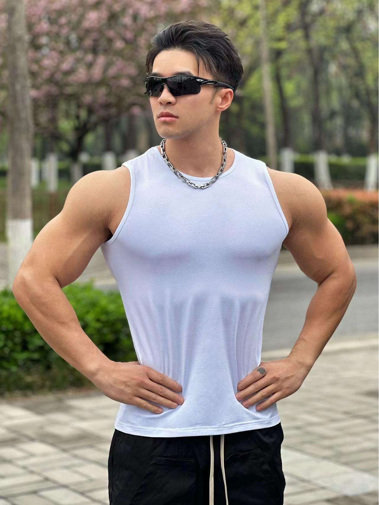 

Мужская быстросохнущая дышащая тренировочная майка без рукавов XXL белый