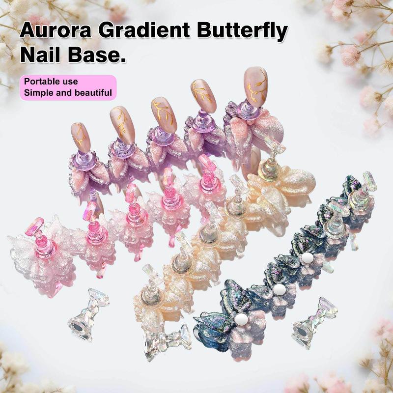 5Pcs/Set Aurora Butterfly Magnetic Nail Tip Display Stand For Manicure Press-On Nails Training Gel Nail Polish Nail Tip Display
