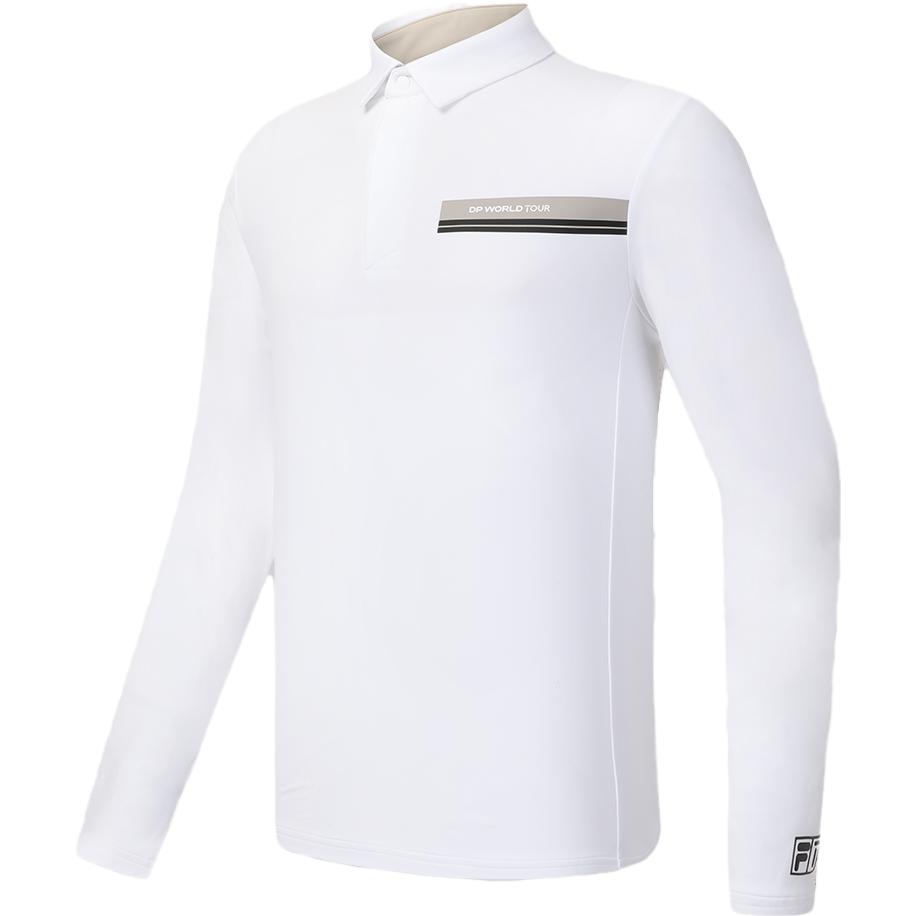 Fila 2023 Winter New Knitted Long Sleeve Polo Shirt Golf Sports Sun Protection Top Men Tops Jade-White A11M345201F-WT