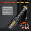 Dual Light Source Flashlight 7200mAh Rechargeable Battery Zoomable Focus Chip 8 Modes Digital Display Outdoor Camping Hikin