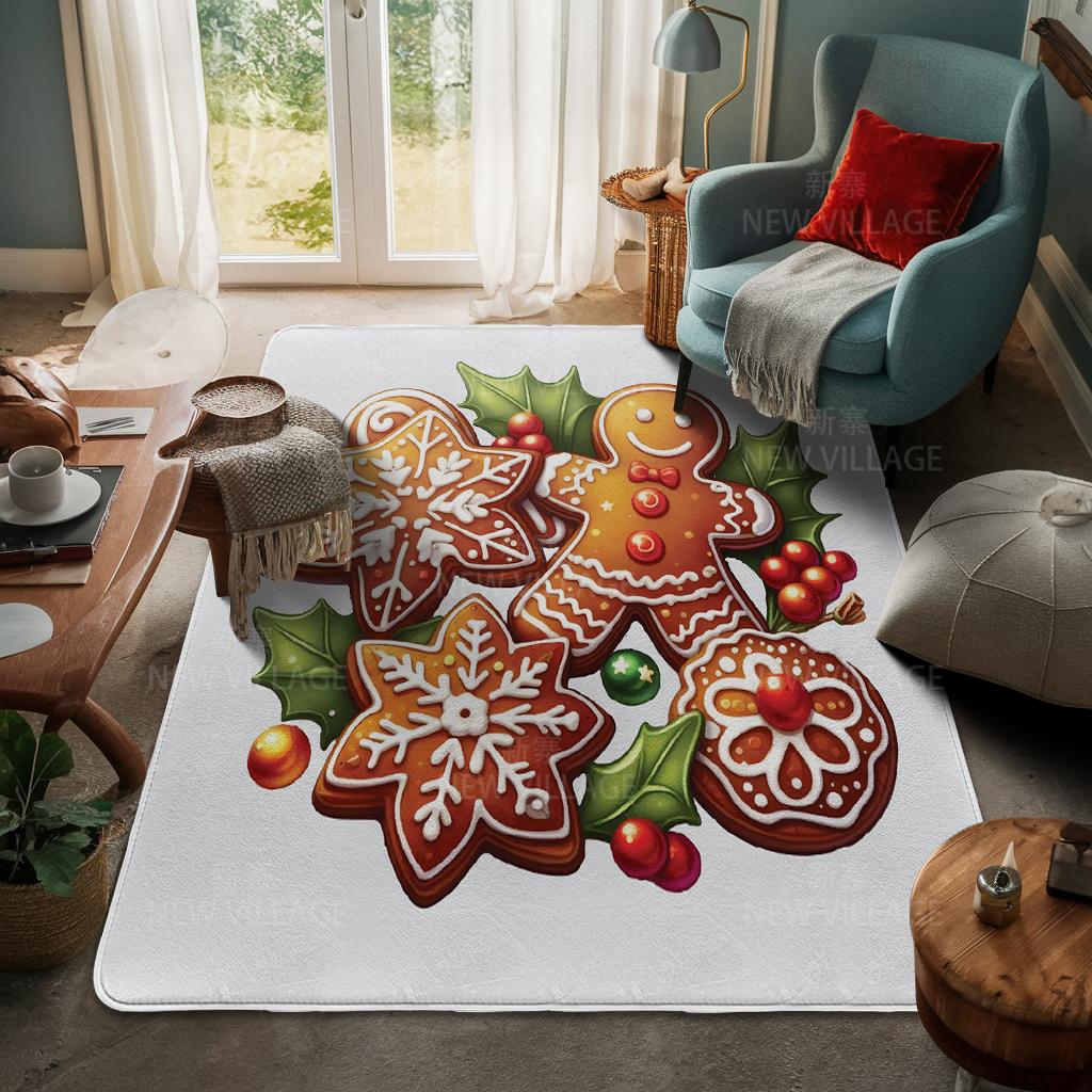 House Entrance Carpet Home Door Mat Living Room Bath Foot Bathroom Non-slip Water Absorption Rugs Bath Merry Christmas Winter