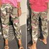 Women Pants Camouflage Print Pockets Elastic Waist Full Length Casual Loose Women
