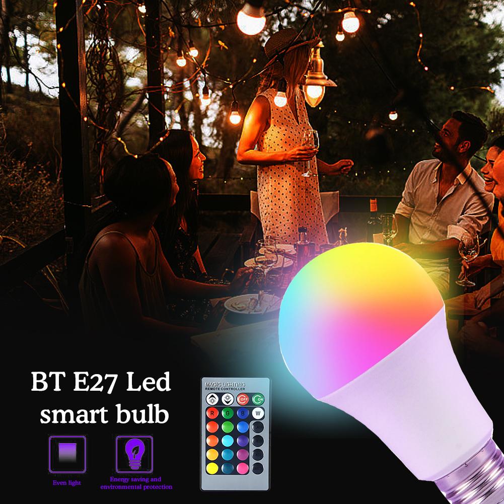 220V E27 LED Smart Bulb RGB Color Changing LED Bulb 16 Colors 8M Remote Control Smart Bulb Home Lighting Party Decor Bulb