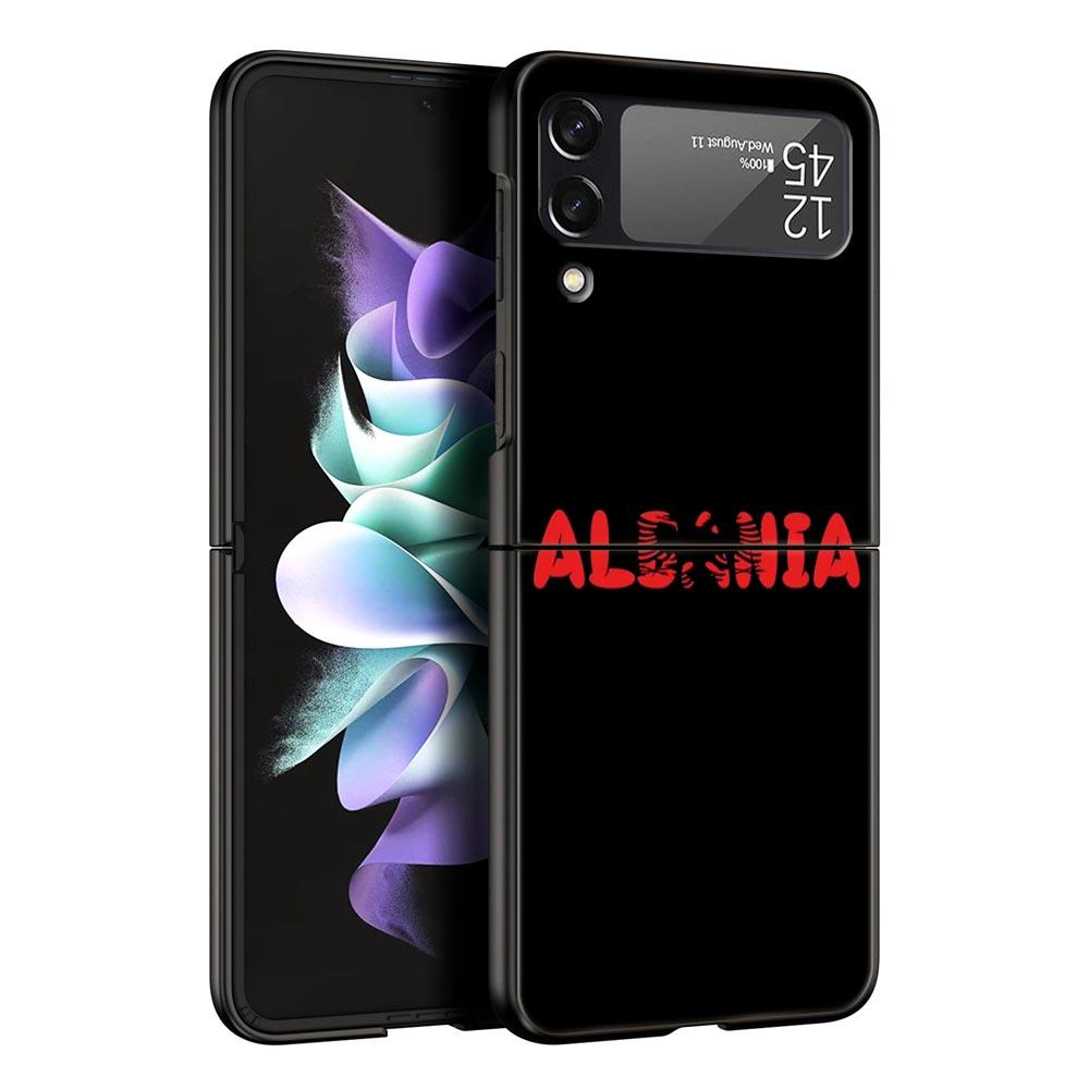 Albania Flag Phone Case for Samsung Galaxy Z Flip 3 4 5 Folding Mobile Black Shell For Samsung Z Flip3 Flip4 Flip5 PC Hard Cover