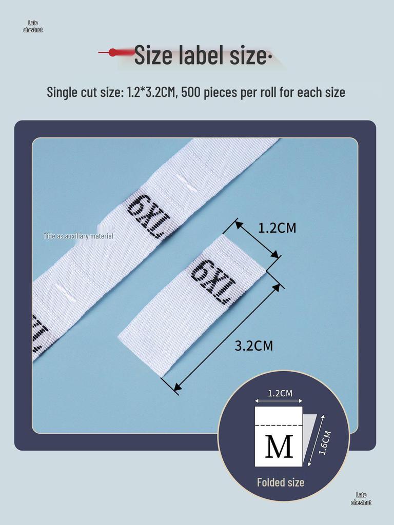 Universal Size Clothing with Labels: Size, Number, Digit, Fabric, Woven, and Roll Packaging
