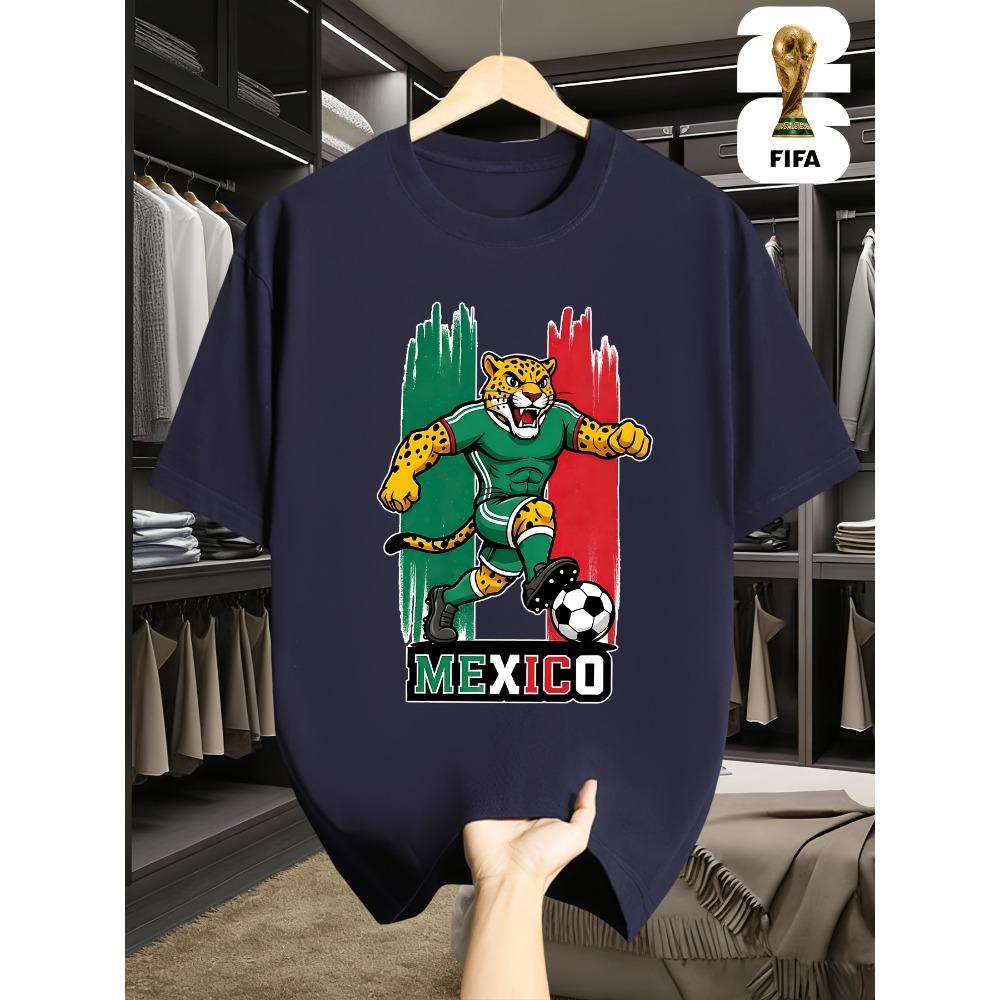 2026 USA-Mexico World Cup, FIFA Men's Basic and Fun Printed Short-sleeved T-shirt, Perfect for Summer Outings