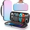 Jecca Switch2 Compatible Case Nintendo Switch 2 Slim Full Protection Carrying Hard Shockproof Pouch Soft 10 Sheets Storage (Pink Blue)