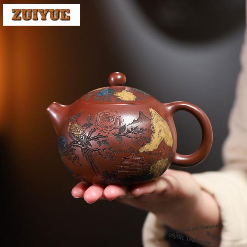 330ml Luxury Yixing Purple Clay Teapots Master Handmade Xishi Pot Raw Ore Plum Red Mud Kettle Zisha Tea Set Drinkware Collection