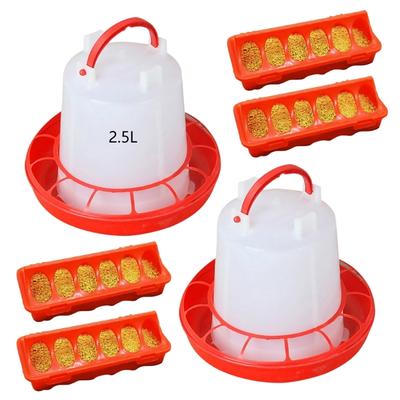 Set cu 4 hrănitoare pentru pui cu 2 adăpători Design anti-vărsare Soluție de hrănire pentru pui de rață, prepelițe, voliere de curte