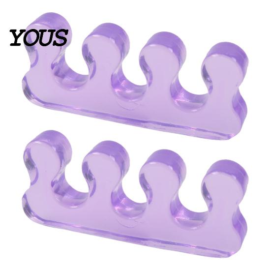 Manicure Toe Separator 1 Pair for Overlapping Toes, 3-Hole Blue Gel Bunion Corrector, Straightener Silicone Soft SEBS Foot Spacer Hallux Valgus, Women