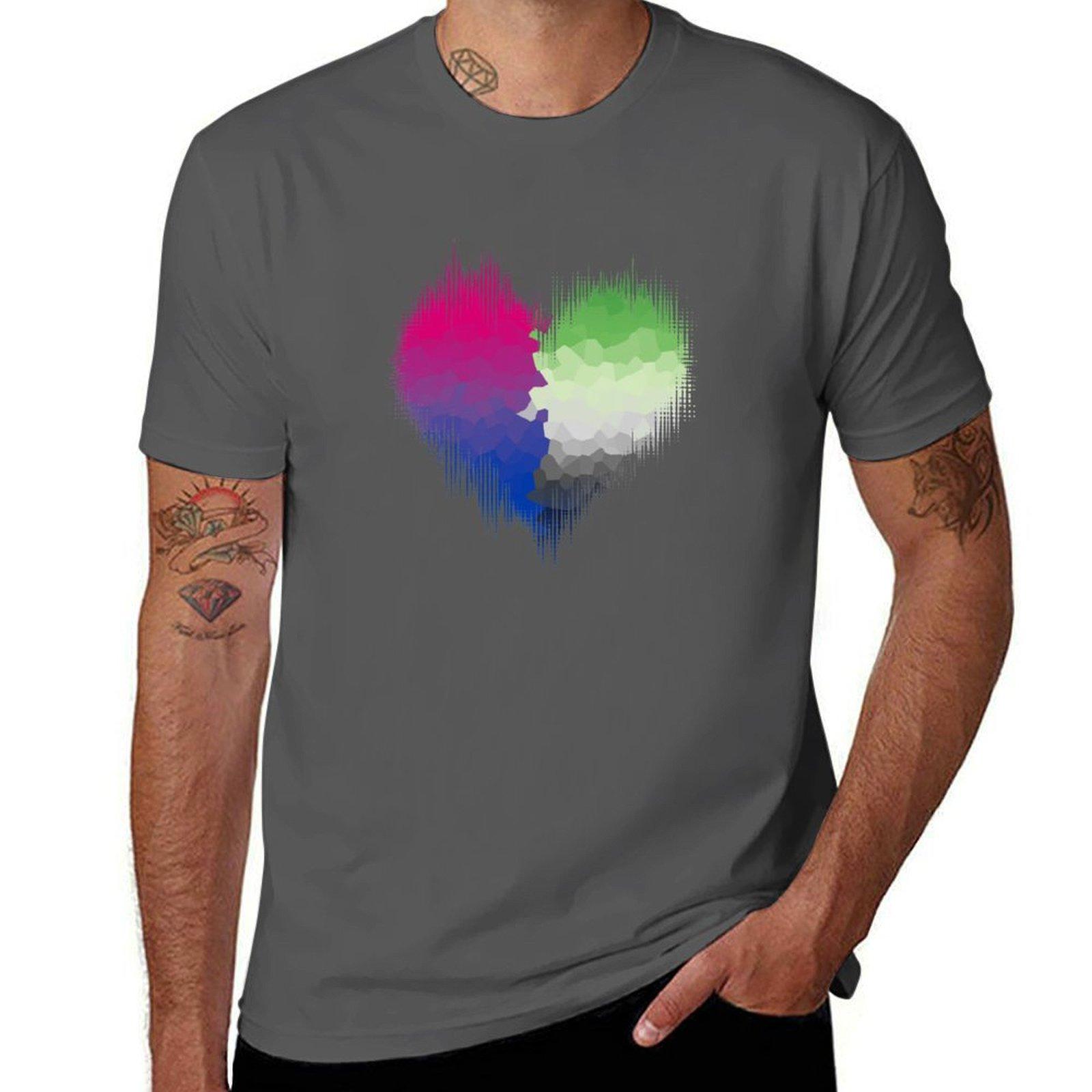

Glitch for for funny shirts t graphic t Heart man man shirts T-Shirt Bisexual Aromantic graphic 4XL