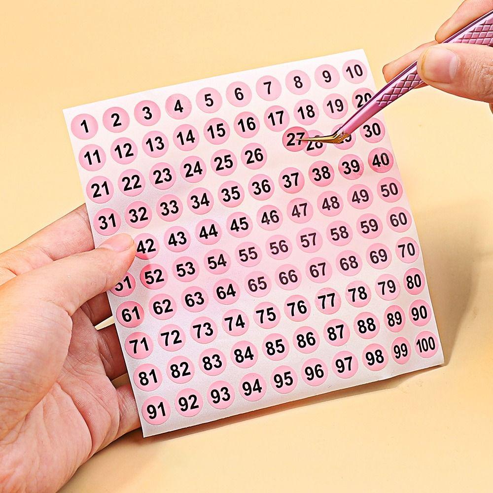 100Sheets 1-100 Labels Number Stickers Nail Polish Color Sorting Stickers  Lipstick Color