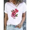 Cute Floral Print T-shirt Ladies Fashion Short-sleeved Clothing Casual Loose Top