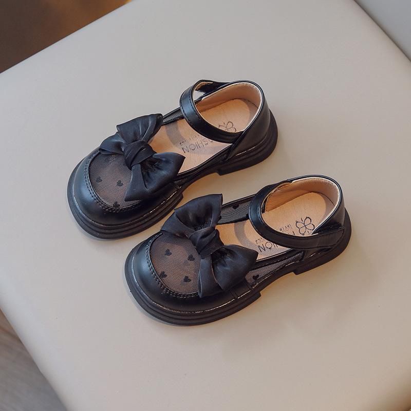 Girls' small leather shoes 2025 spring and autumn new Mary Jane breathable mesh children's princess shoes foreign black performance shoes