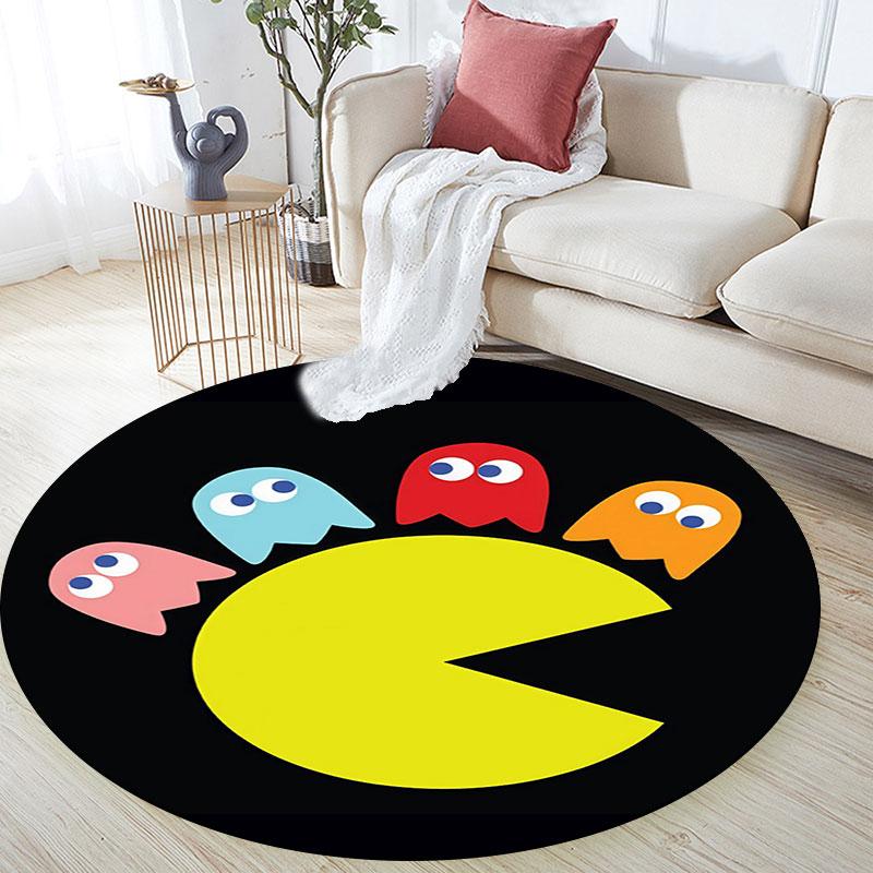 Pac‑Man Pattern Round rug,Carpet Rug for Living Room Bedroom Playroom ,Non-slip Floor Mat,Holiday Gifts and Birthday Gifts.