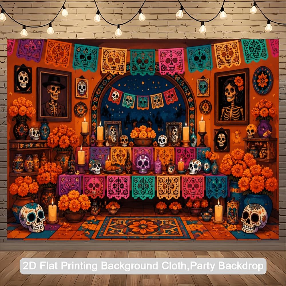 2D planar flag, 2D planar 1 piece 2D flag, Halloween skeleton-themed banner backgroundzyc