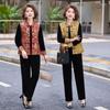 Spring Chinese Style Versatile Casual Vest Top & Frog Button Vest 3-Piece Set for Middle-aged and Elderly Moms