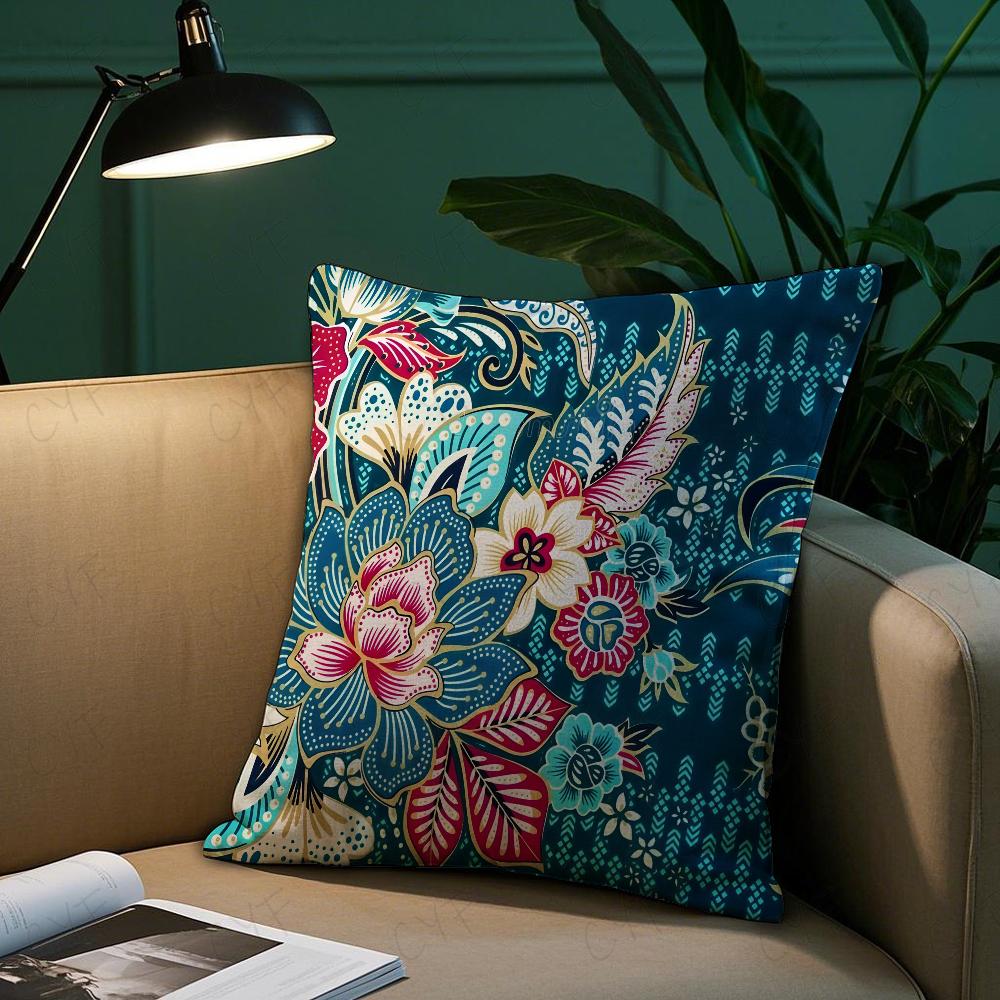 Badik Indonesien Batik Design Kissenbezug Milbenschutz Kissen Unsichtbarer Reißverschluss seidig kurzer Plüsch Sofakissenbezug