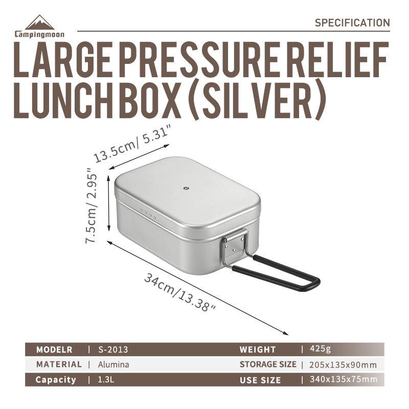Campingmoon Durable Pressure Relief Camping Lunch Box Alumina Camping Cookware Metal Food Container with Handle