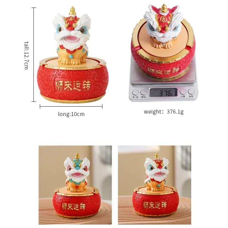 1pc Chinese Style Wealth Attracting Lion Ashtray for Home and Car Décor New Year Decorations Desktop Lucky Feng Shui Ornament