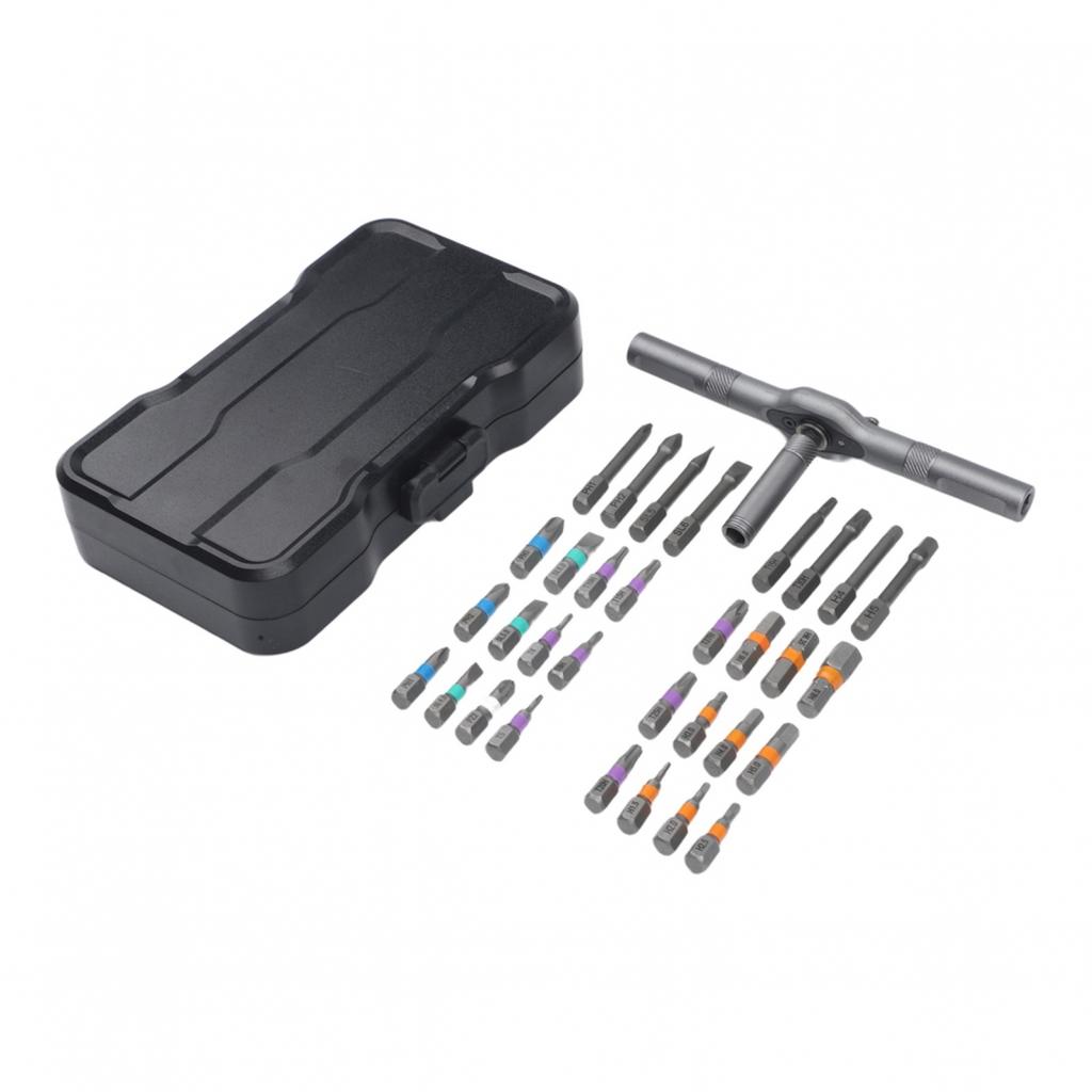 24PCS Short Bits Set Detachable T-Handle Magnetic Ratchet Screwdriver