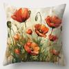 Floral Poppy Patterned Cushion For Home Decor Polyester Pillowcase, Sofa Decorative Cushion Cov Headboard Pillow