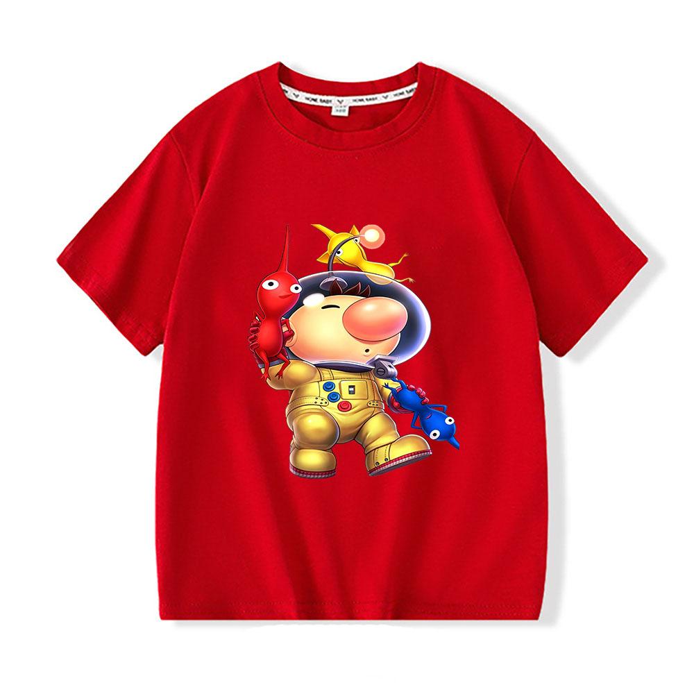 100% Cotton Game Pikmin Children's T-Shirt Cartoon Graphic Printing Tees Funny Casual Kids Top Soft O-Neck Short Sleeve Summer