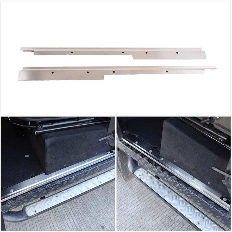 For Land Rover Defender 2004-2018 inner sill bar pressing guard plate Auto welcome pedal Auto parts Stainless steel Black 2pcs ea3
