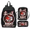 Nuovo zaino JUDO Judo stampato a 3 pezzi cartone animato karate casual leggero zaino per scuola elementare borsa a tracolla astuccio
