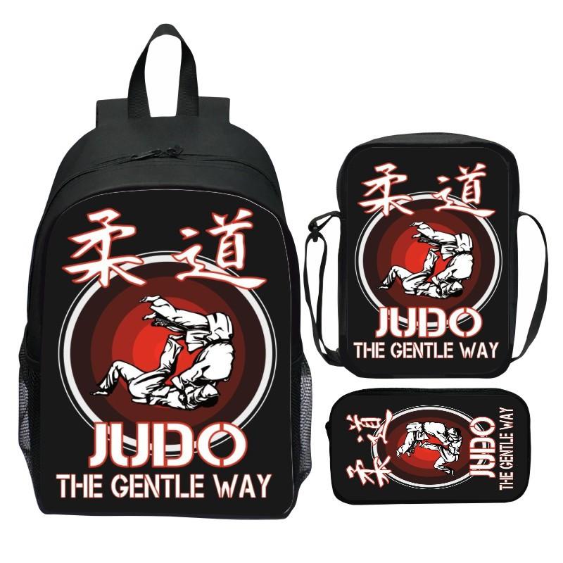 Nuovo zaino JUDO Judo stampato a 3 pezzi cartone animato karate casual leggero zaino per scuola elementare borsa a tracolla astuccio