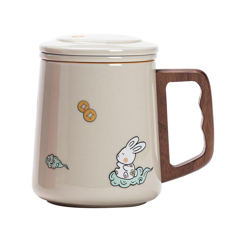 Ceramic Mug, Tea Separation, Tea Cup, Personal Water Cup, Tea Set, Mid-Autumn Festival Year of the Rabbit Gifts