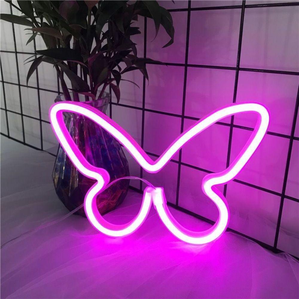 

Energy-saving Led Neon Light USB/Battery Powered Butterfly Shaped Light Cute Home Pink