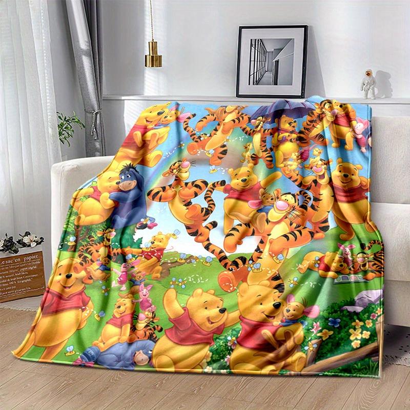 1pc. Cute Winnie The Pooh Cartoon Blanket, Soft Throw Blankets, Warm Cozy Bedding Decor Gift for Home Office Car Use All Year Round (Rainbow
