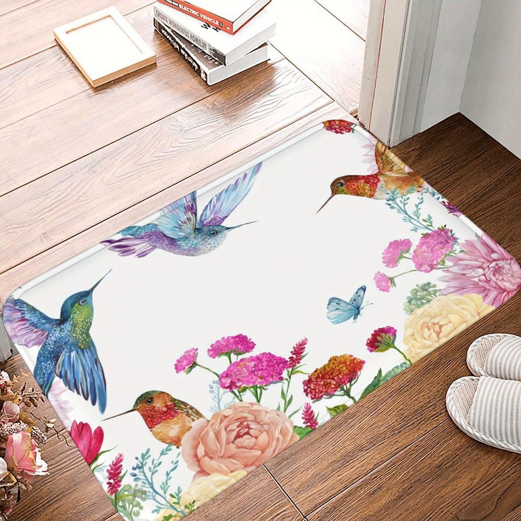 1PC Rainbow Gradient Roses Kitchen Rug Non-Slip Door Mat Pop Design Bathroom Rug Bath Mat Carpet for Home Sink Laundry Decor