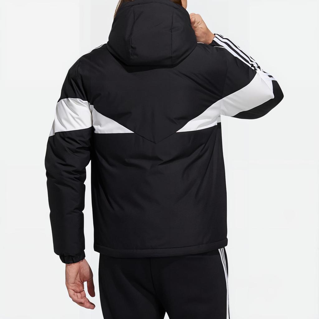 Adidas Neo Colorblock Stripe Sport Hooded Down Jacket Men Jackets Black H45243