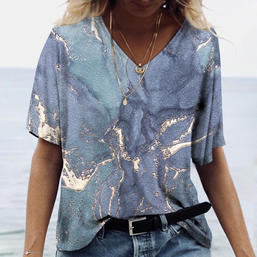 3D printed T-shirt women s V-neck short sleeved T-shirt XS