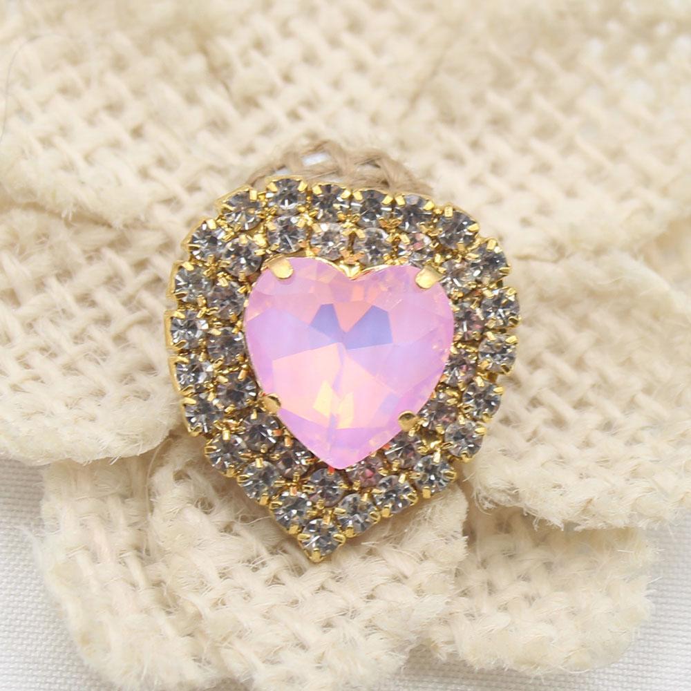 10 Pieces of High-end 21 * 22MM Inlaid Mocha Peach Heart Diamonds, Suitable for Weddings, Bow Decorations, and Invitation Letter